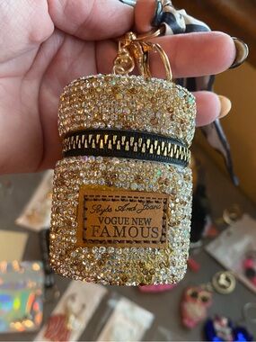 Gold Crystal Mini Bag Charm